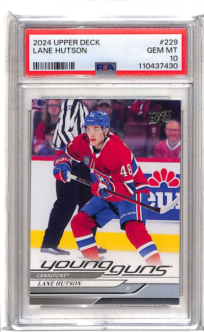 Lane Hutson Young Guns PSA 10 Canadiens face
