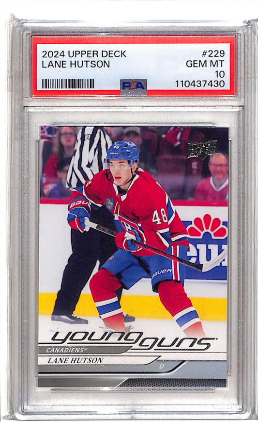 Lane Hutson Young Guns PSA 10 Canadiens face
