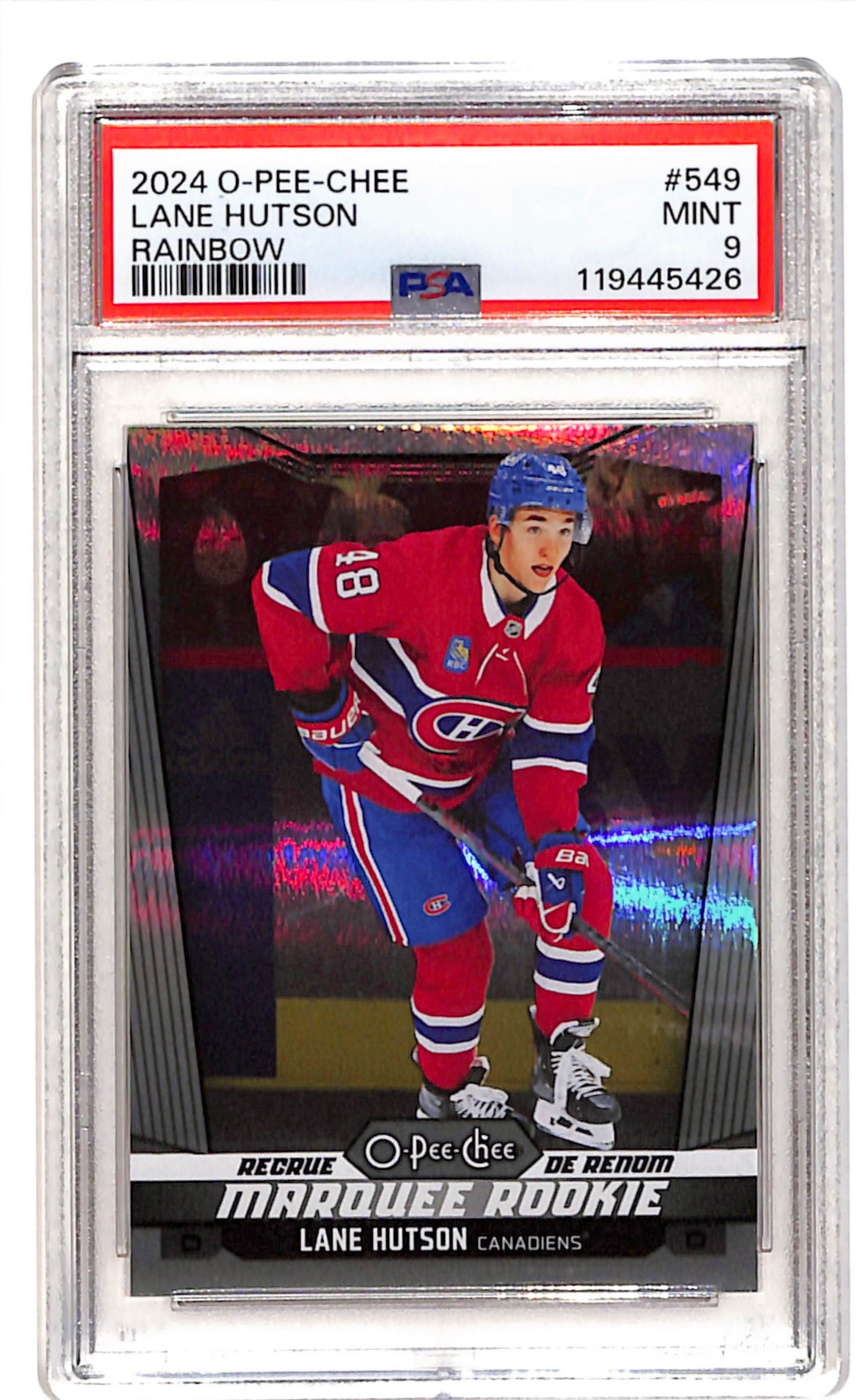 2024-25 Lane Hutson O-Pee-Chee Marquee Rookie Rainbow PSA 9 /350 Canadiens