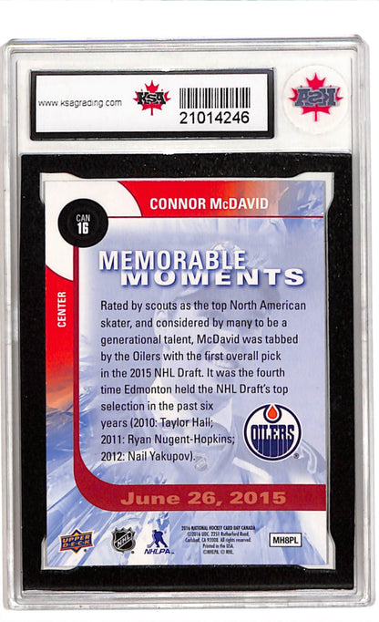 Connor McDavid Rookie Card 2015 Upper Deck National Hockey Card Day CAN16 KSA 10 Edmonton Oilers