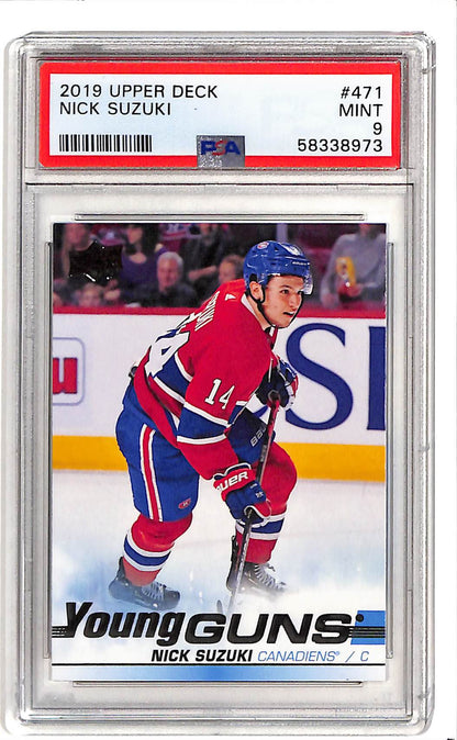 Nick Suzuki Young Guns PSA 9 2019 Canadiens front slab