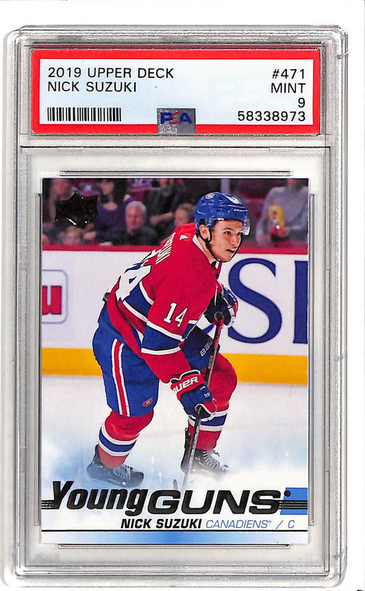 Nick Suzuki Young Guns PSA 9 2019 Canadiens front slab