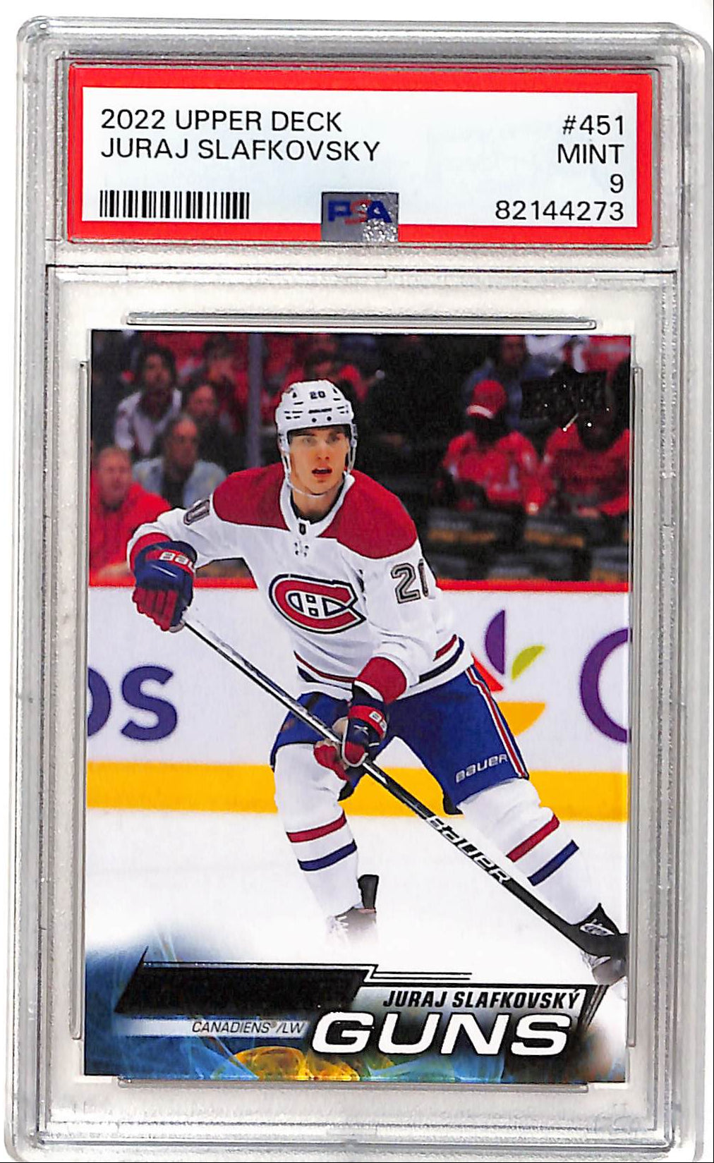 Juraj Slafkovsky Young Guns PSA 9 Upper Deck 2022 Montreal Canadiens rookie card front