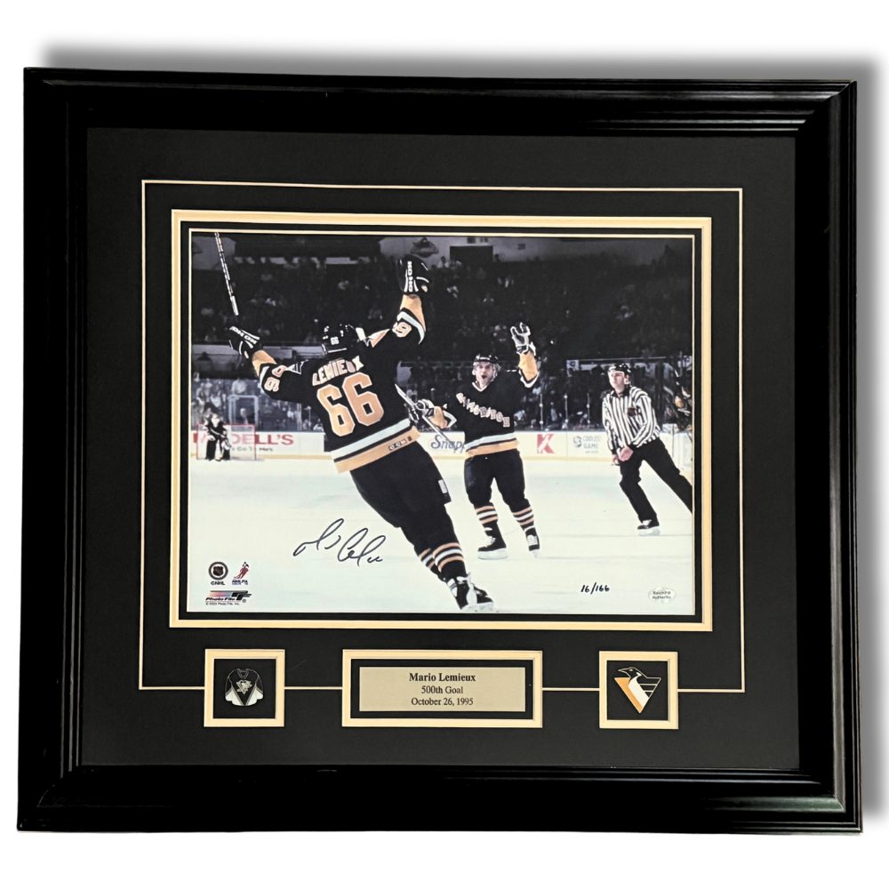 Mario Lemieux – Photo autographiée du 500e but (1995) 8x10 – Édition limitée 16/166