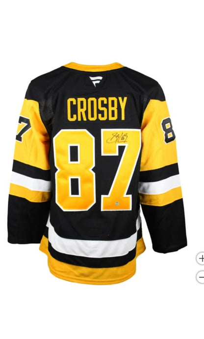 Sidney Crosby – Chandail Fanatics Premium Noir Pittsburgh Penguins Autographié – Certificat Frameworth