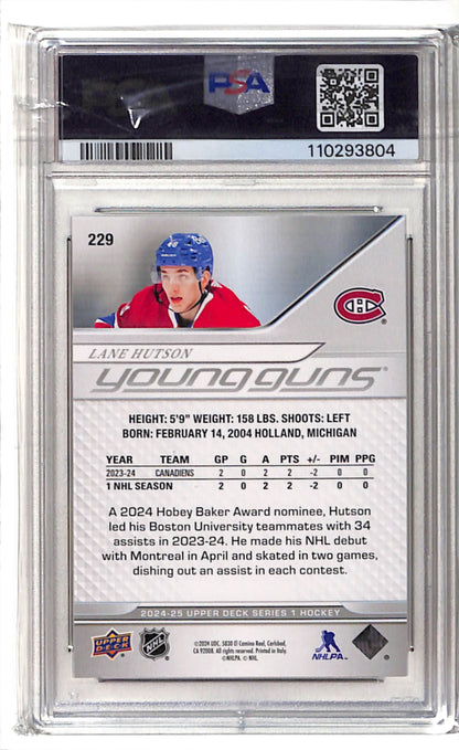 2024-25 Lane Hutson Upper Deck Young Guns #229 PSA 9 Canadiens Rookie