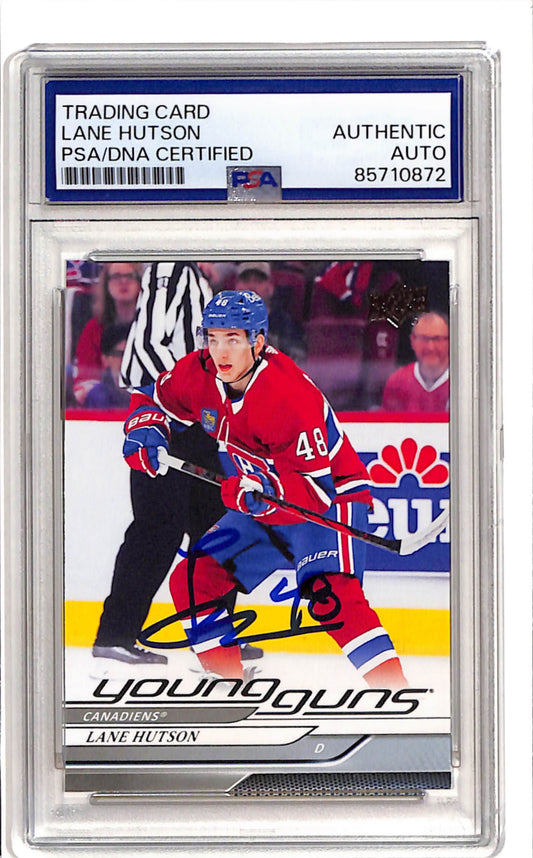 Lane Hutson Young Guns 2024 PSA DNA Auto Canadiens face