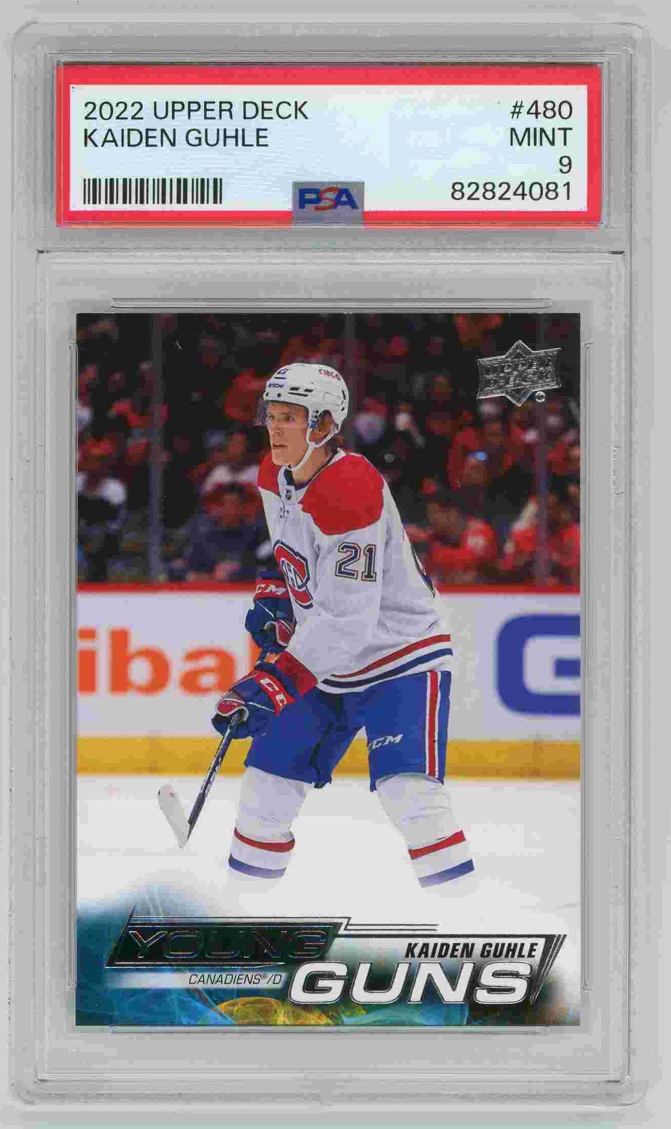 2022-23 Kaiden Guhle Upper Deck Young Guns #480 PSA 9 Canadiens Rookie