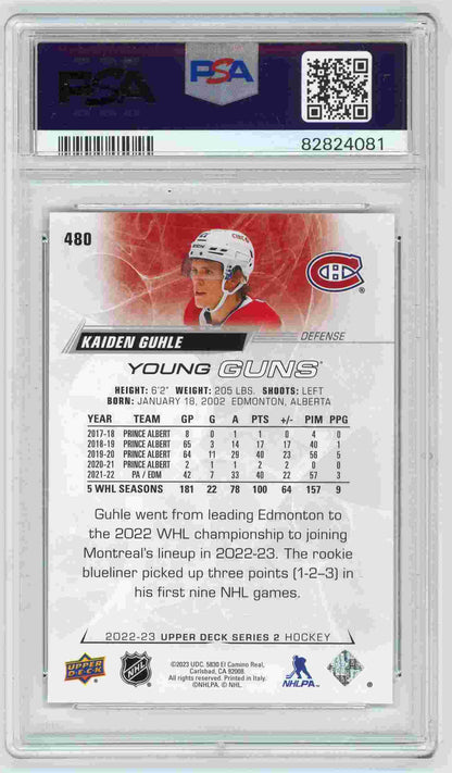 2022-23 Kaiden Guhle Upper Deck Young Guns #480 PSA 9 Canadiens Rookie