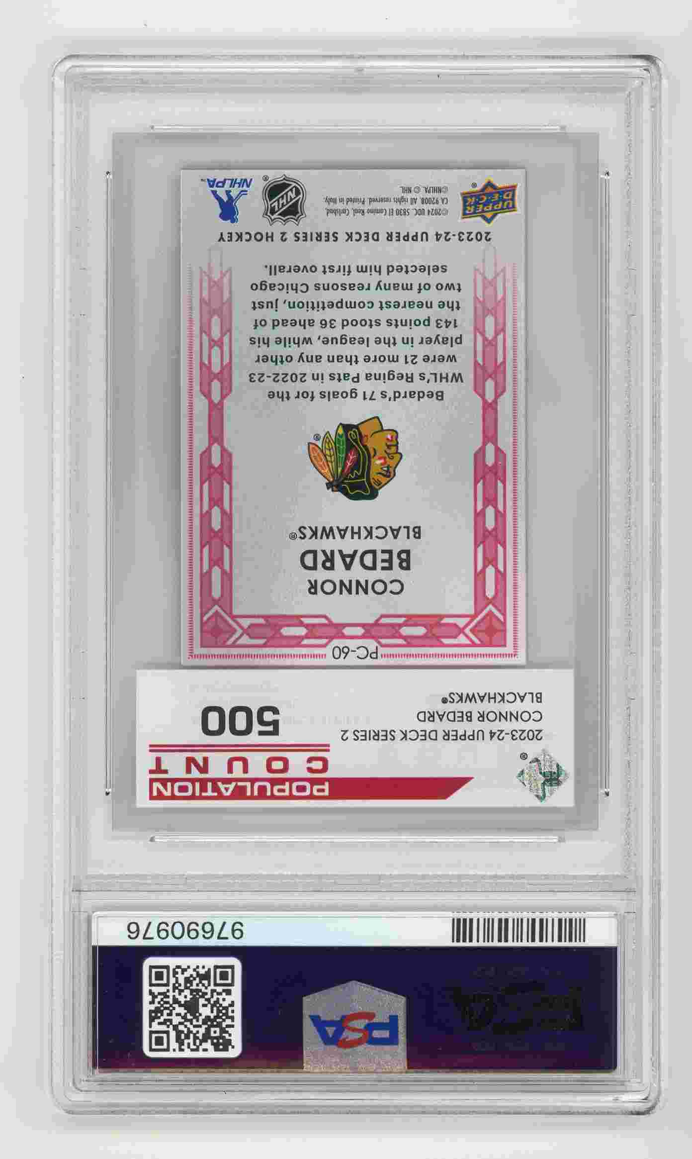 Connor Bedard Leo Carlsson Young Guns Checklist Deluxe Upper Deck 2023 carte hockey back