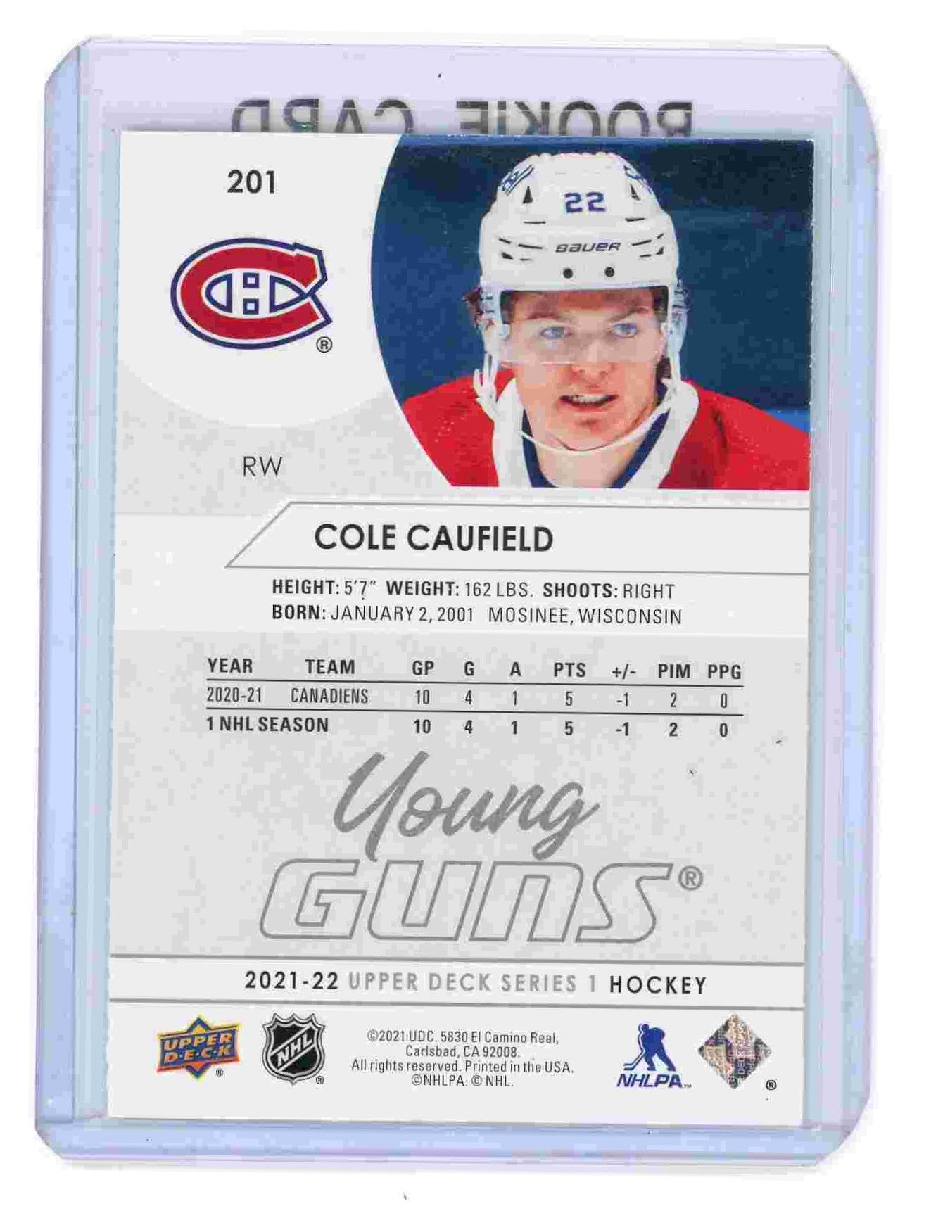 Cole Caufield Young Guns Canadiens back
