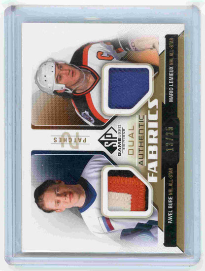 2014-15 Upper Deck SP Game Used Dual Authentic Fabrics patch Mario Lemieux / Pavel Bure #13/25