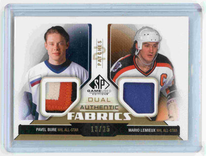 2014-15 Upper Deck SP Game Used Dual Authentic Fabrics patch Mario Lemieux / Pavel Bure #13/25