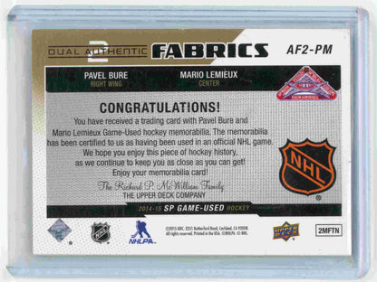 2014-15 Upper Deck SP Game Used Dual Authentic Fabrics patch Mario Lemieux / Pavel Bure #13/25