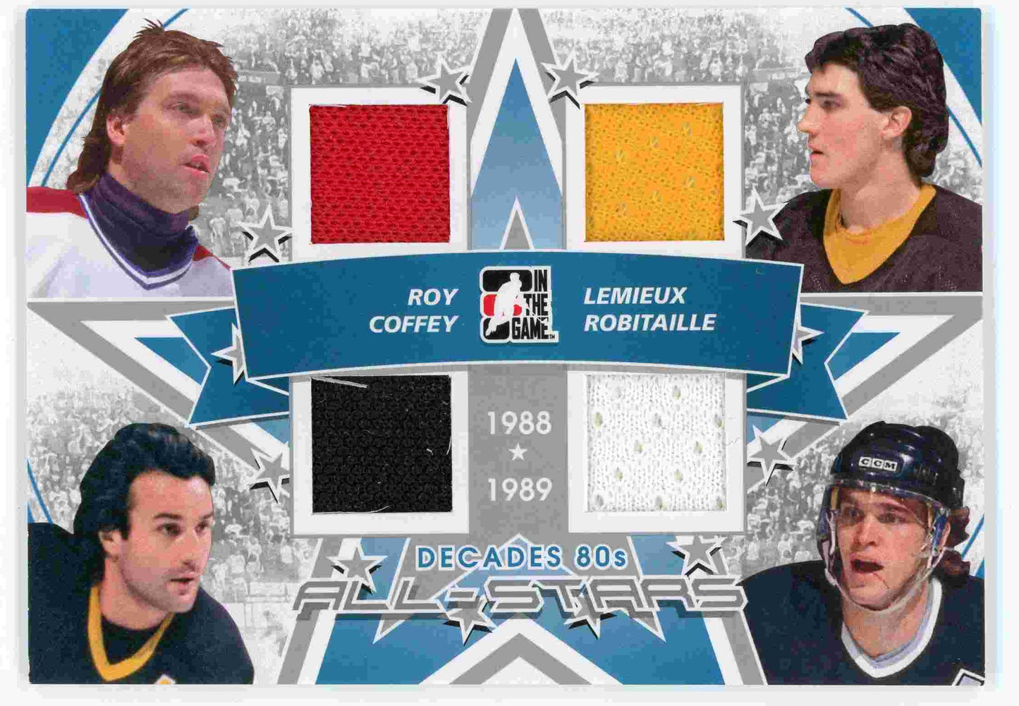 2010-11 ITG Decades All-Stars Quad Jersey silver Roy Lemieux Coffey Robitaille