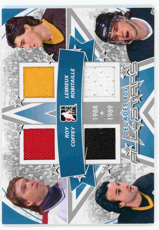 2010-11 ITG Decades All-Stars Quad Jersey silver Roy Lemieux Coffey Robitaille