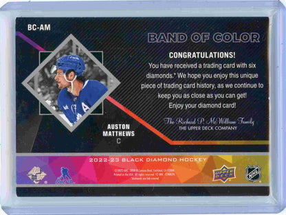 2022-23 Auston Matthews Black Diamond Band of Color 6 Diamonds /22 Maple Leafs BC-AM