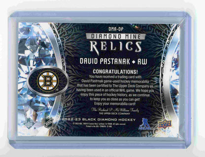 2022-23 Upper Deck Black Diamond Diamond Mine Relics David Pastrnak Jersey Bruins /99