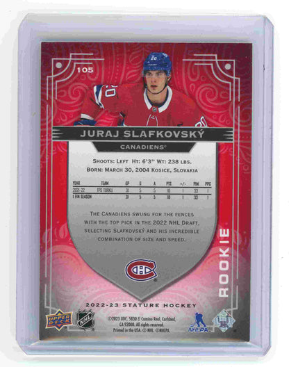 2022-23 Upper Deck Stature Rookie #105 Juraj Slafkovský /75 Canadiens
