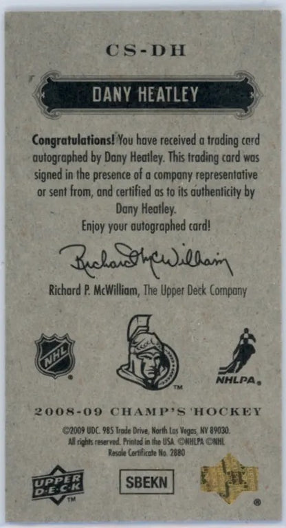 2008-09 Champ’s Minis Signatures Dany Heatley Autographe