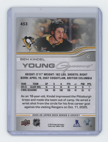 2025-26 Upper Deck Series 2 Young Guns #453 Ben Kindel – Pittsburgh Penguins