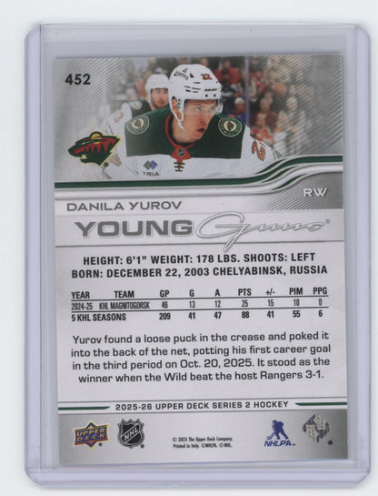 2025-26 Upper Deck Series 2 Young Guns #452 Danila Yurov – Minnesota Wild
