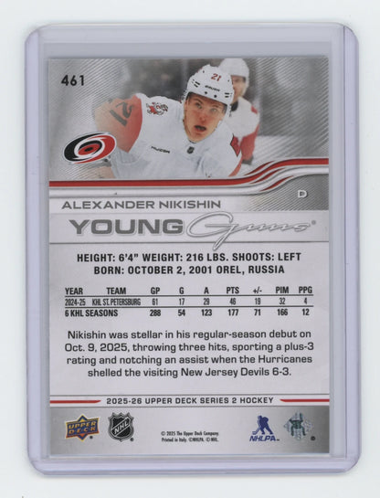 2025-26 Upper Deck Series 2 Young Guns #461 Alexander Nikishin – Carolina Hurricanes
