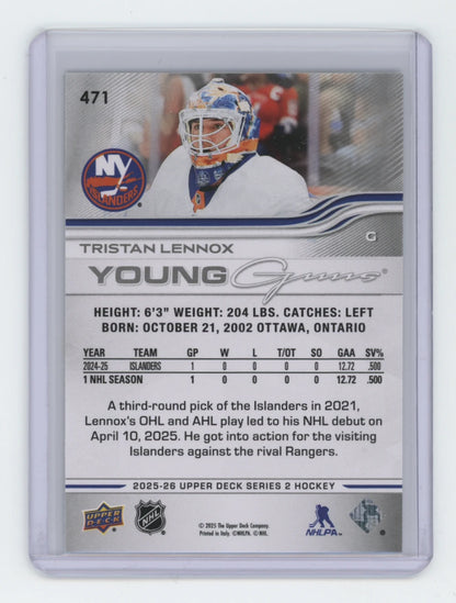 2025-26 Upper Deck Series 2 Young Guns #471 Tristan Lennox – New York Islanders