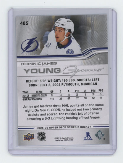 2025-26 Upper Deck Series 2 Young Guns #485 Dominic James – Tampa Bay Lightning