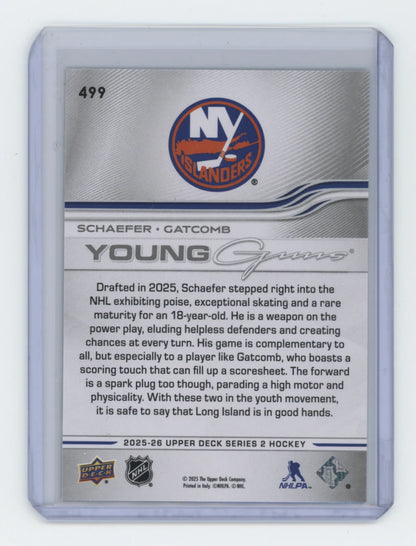 2025-26 Upper Deck Series 2 Young Guns #499 Matthew Schaefer / Marc Gatcomb – New York Islanders