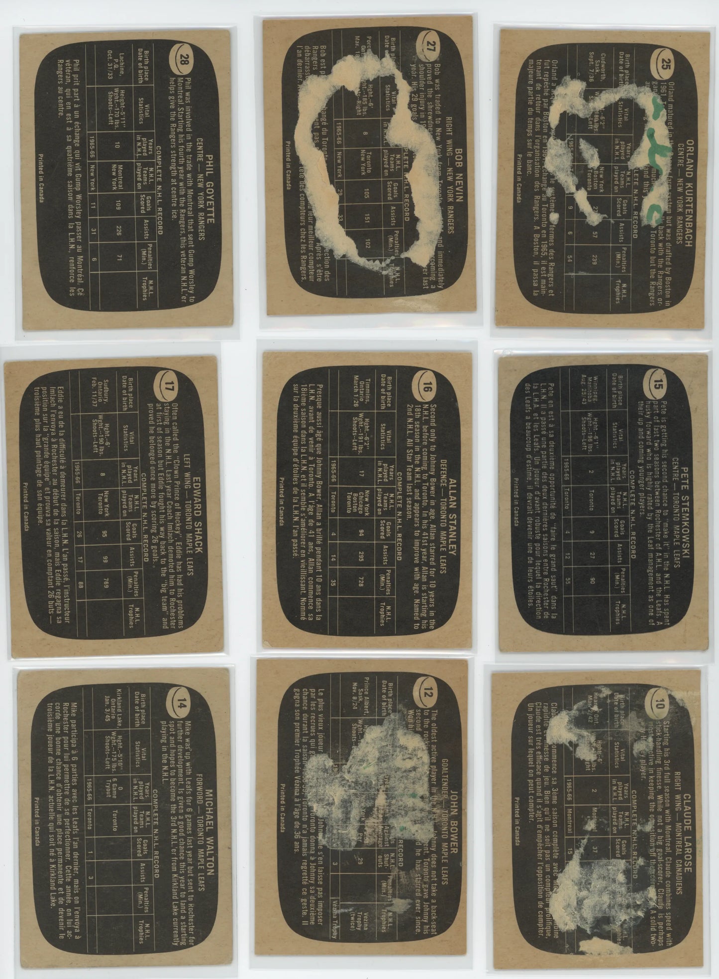 1966-67 Topps Hockey – Set Partiel 99/132 – POOR