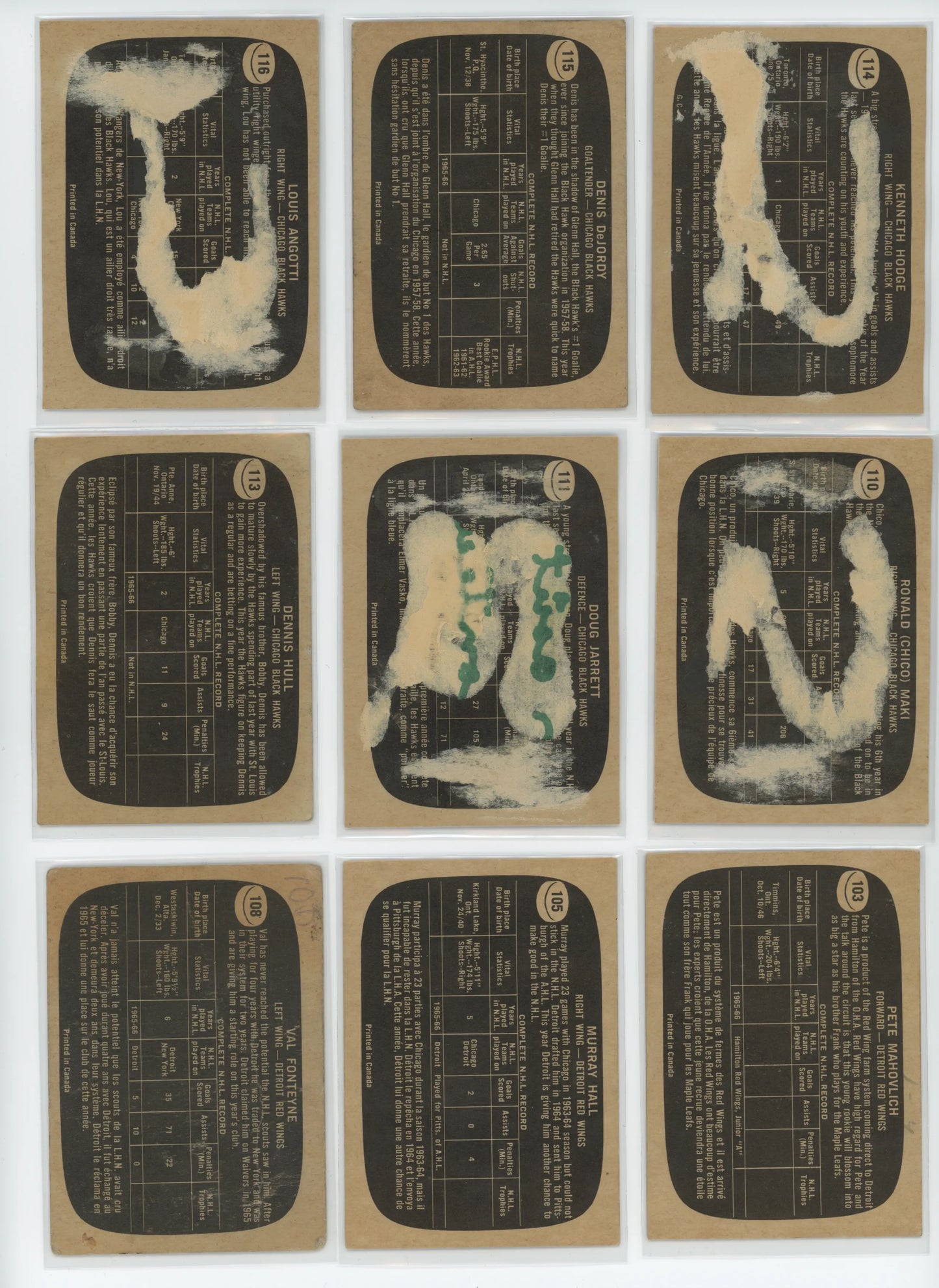 1966-67 Topps Hockey – Set Partiel 99/132 – POOR