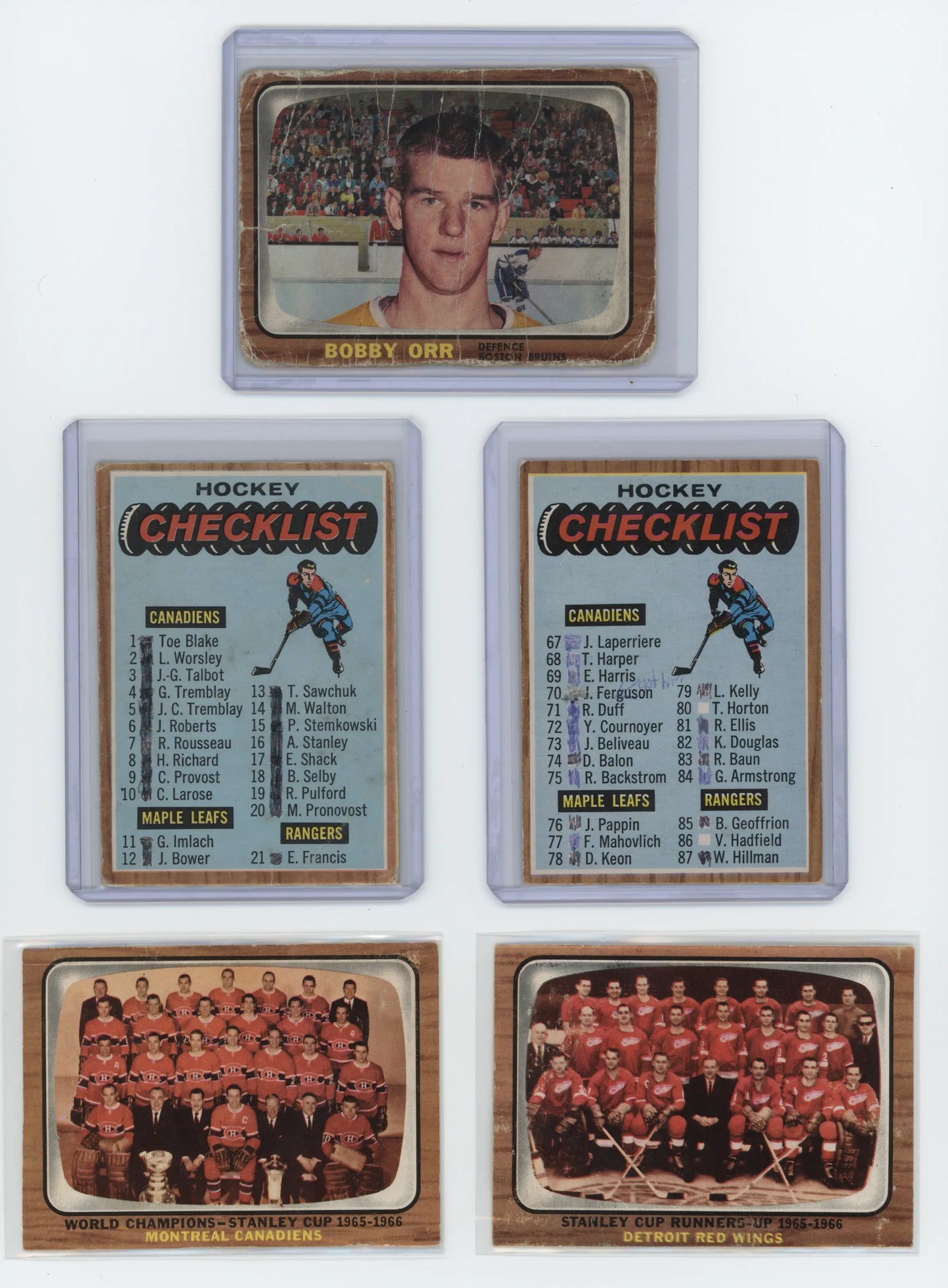 1966-67 Topps Hockey – Set Partiel 99/132 – POOR