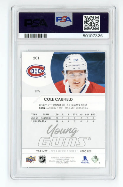 2021-22 Cole Caufield Upper Deck Young Guns #201 PSA 10 GEM MT
