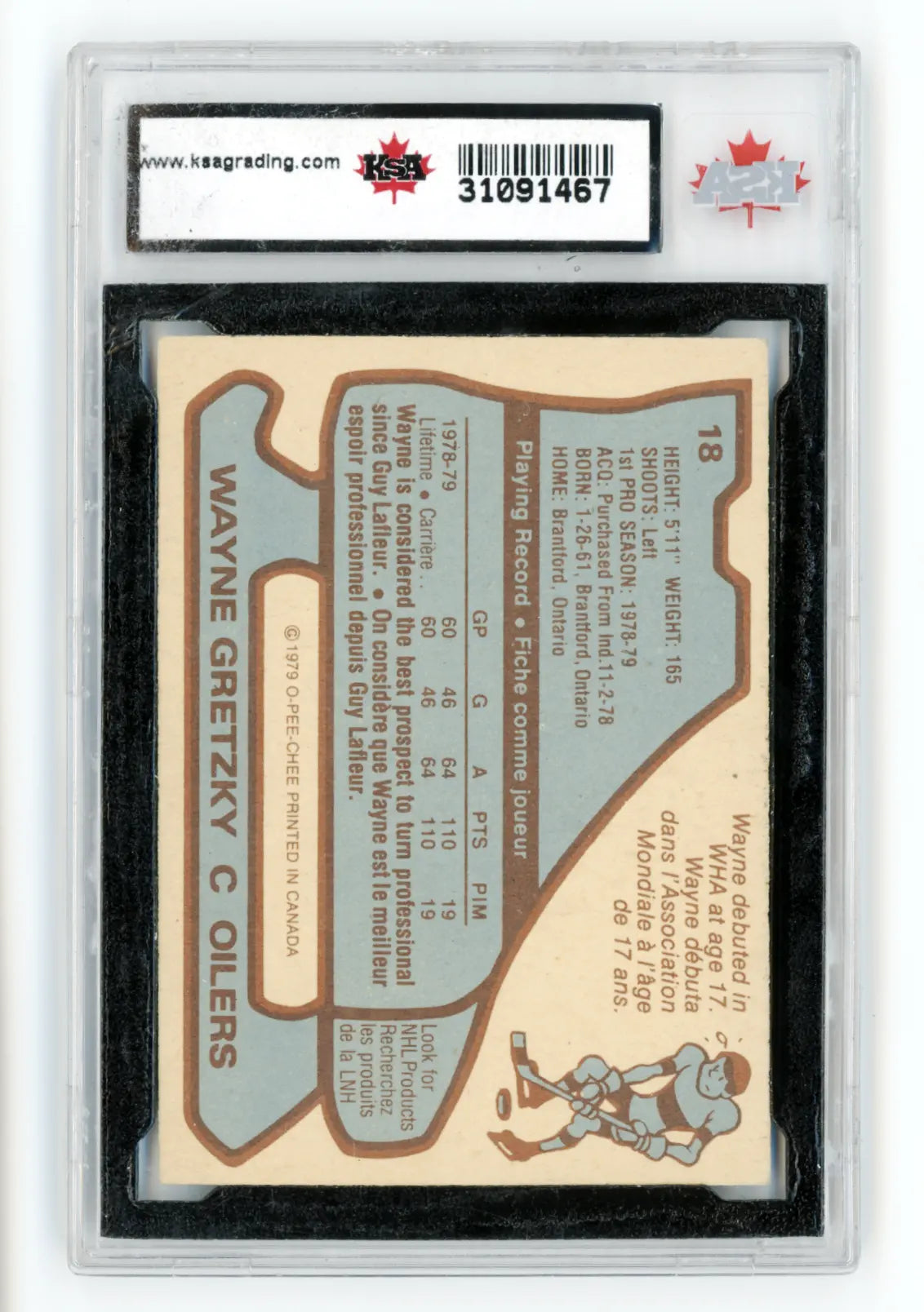 1979-80 O-Pee-Chee #18 Wayne Gretzky Rookie KSA 6.5
